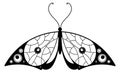 Patterned wings moth. Decorative elegant monochrome butterfly