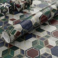 Patterned wrapping paper features a geometric design with hexagons Royalty Free Stock Photo