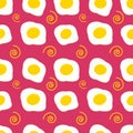 Sunny-side up egg seamless pattern vector illustration background