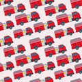 Fire truck vehicle seamless pattern vector illustration background