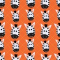 Cute zebra animal head seamless pattern vector illustration. Royalty Free Stock Photo