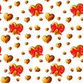 Seamless vector pattern for ValentineÃ¢â¬â¢s day with gold hearts