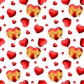 Seamless vector pattern for ValentineÃ¢â¬â¢s day with red hearts Royalty Free Stock Photo