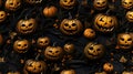 Halloween pumpkins background. 3D illustration. 3D rendering Royalty Free Stock Photo
