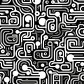 Seamless circuit board pattern. Vector illustration. Black and white Royalty Free Stock Photo