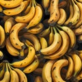 Seamless pattern of ripe yellow bananas on a black background