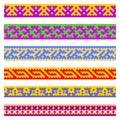 Patterns based on Khanty-Mansi Siberian folk ornaments set Royalty Free Stock Photo