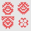 Patterns based on Khanty-Mansi Siberian folk ornaments set Royalty Free Stock Photo