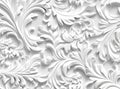 Patterns on the ceiling gypsum sheets of white flowers, plaster background - floral pattern, seamless pattern. Created Royalty Free Stock Photo