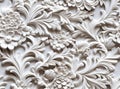 Patterns on the ceiling gypsum sheets of white flowers, plaster background - floral pattern, seamless pattern. Created Royalty Free Stock Photo