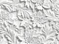 Patterns on the ceiling gypsum sheets of white flowers, plaster background - floral pattern, seamless pattern. Created Royalty Free Stock Photo