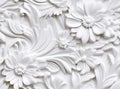 Patterns on the ceiling gypsum sheets of white flowers, plaster background - floral pattern, seamless pattern. Created Royalty Free Stock Photo