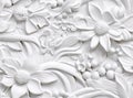 Patterns on the ceiling gypsum sheets of white flowers, plaster background - floral pattern, seamless pattern. Created Royalty Free Stock Photo