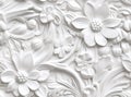 Patterns on the ceiling gypsum sheets of white flowers, plaster background - floral pattern, seamless pattern. Created Royalty Free Stock Photo