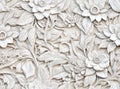 Patterns on the ceiling gypsum sheets of white flowers, plaster background - floral pattern, seamless pattern. Royalty Free Stock Photo