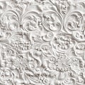 Patterns on the ceiling gypsum sheets of white flowers, plaster background - floral pattern, seamless pattern. SEAMLESS Royalty Free Stock Photo