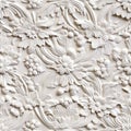 Patterns on the ceiling gypsum sheets of white flowers, plaster background - floral pattern, seamless pattern. SEAMLESS Royalty Free Stock Photo