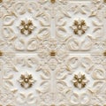 Patterns on the ceiling gypsum sheets of white flowers, plaster background - floral pattern, seamless pattern. SEAMLESS Royalty Free Stock Photo