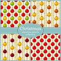 Patterns with christmas balls. Seamless backgrounds. Vector set. Royalty Free Stock Photo