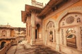 Patterns on entrance of Gaitore Cenotaphs, royal cremation monuments, Jaipur, India.