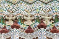 The patterns of giant statues at The temple of dawn Wat Arun Royalty Free Stock Photo