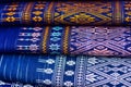 Patterns on hand-woven silk, Thai folk fabrics Royalty Free Stock Photo