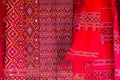 Patterns on hand-woven silk, Thai folk fabrics Royalty Free Stock Photo