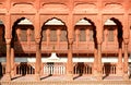 Patterns on historical arches of ancient indian palace. Architecture of India Royalty Free Stock Photo