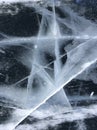 Patterns of ice. Frozen water in the form of a star. Beautiful abstraction.