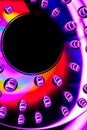 Patterns of light and color created by water drops refracting light/abstract background with rainbow colors and copy space Royalty Free Stock Photo