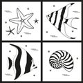 Patterns with sea cartoon creatures