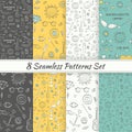 Patterns Sea Summer Hipster Hand Drawn Seamless Patterns Set Royalty Free Stock Photo