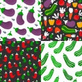Patterns set with colorful graphic vegetavles Royalty Free Stock Photo