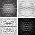 Patterns set. 3D geometric latticed textures.