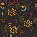 Dark autumn floral pattern.