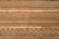 Patterns and shapes on one of the outer walls of The Palace Grand Hall of Columns, at the archaeological site of MItla, Oaxaca, Royalty Free Stock Photo