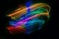 Patterns of swirling, multicoloured fibre optic lights. Abstract background. Royalty Free Stock Photo