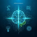 Patterns symbolizing artificial intelligence. Central brain design Royalty Free Stock Photo