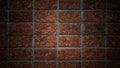 Patterns and textures of brick walls with numerous square shapes, dark brown wallpaper. Royalty Free Stock Photo