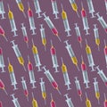 Medical syringe seamless pattern vector illustration