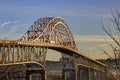 Pattullo Bridge with golden morning sunlight Royalty Free Stock Photo