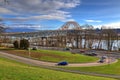 Pattullo Bridge in a morning of winter with beautiful landscape Royalty Free Stock Photo