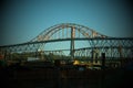 Pattullo Bridge over The Fraser River Patullo Bridge, Surrey Canada. two bridges together for railroad tracks and Royalty Free Stock Photo