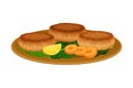 Patty Cakes Rested on Green Leaves as Egyptian Dish Vector Illustration