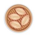 Patty Cakes Served on Wooden Plate Vector Illustration