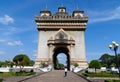 Patuxai memorial monument public place at Vientiane , Laos