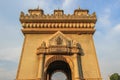 Patuxai(Victory Gate or Gate of Triumph)- a war monument on Lang Xang Avenue in the centre of Vientiane,Laos. Royalty Free Stock Photo