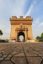 Patuxai(Victory Gate or Gate of Triumph)- a war monument on Lang Xang Avenue in the centre of Vientiane,Laos. Royalty Free Stock Photo