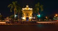 Patuxai War Monument at night Vientiane Laos Royalty Free Stock Photo