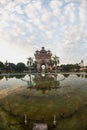 Patuxay at sunrise in Vientiane , Loas .